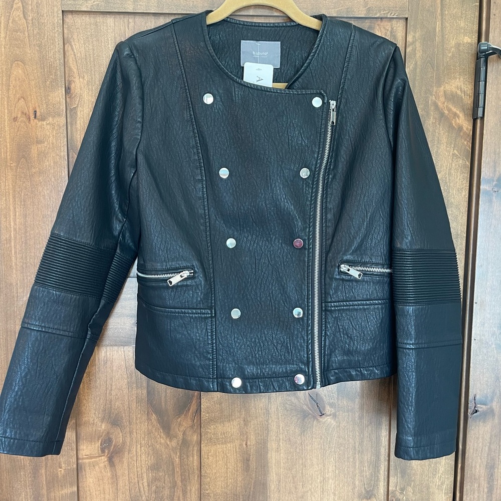 Faux leather jacket. Absolutely adorable!